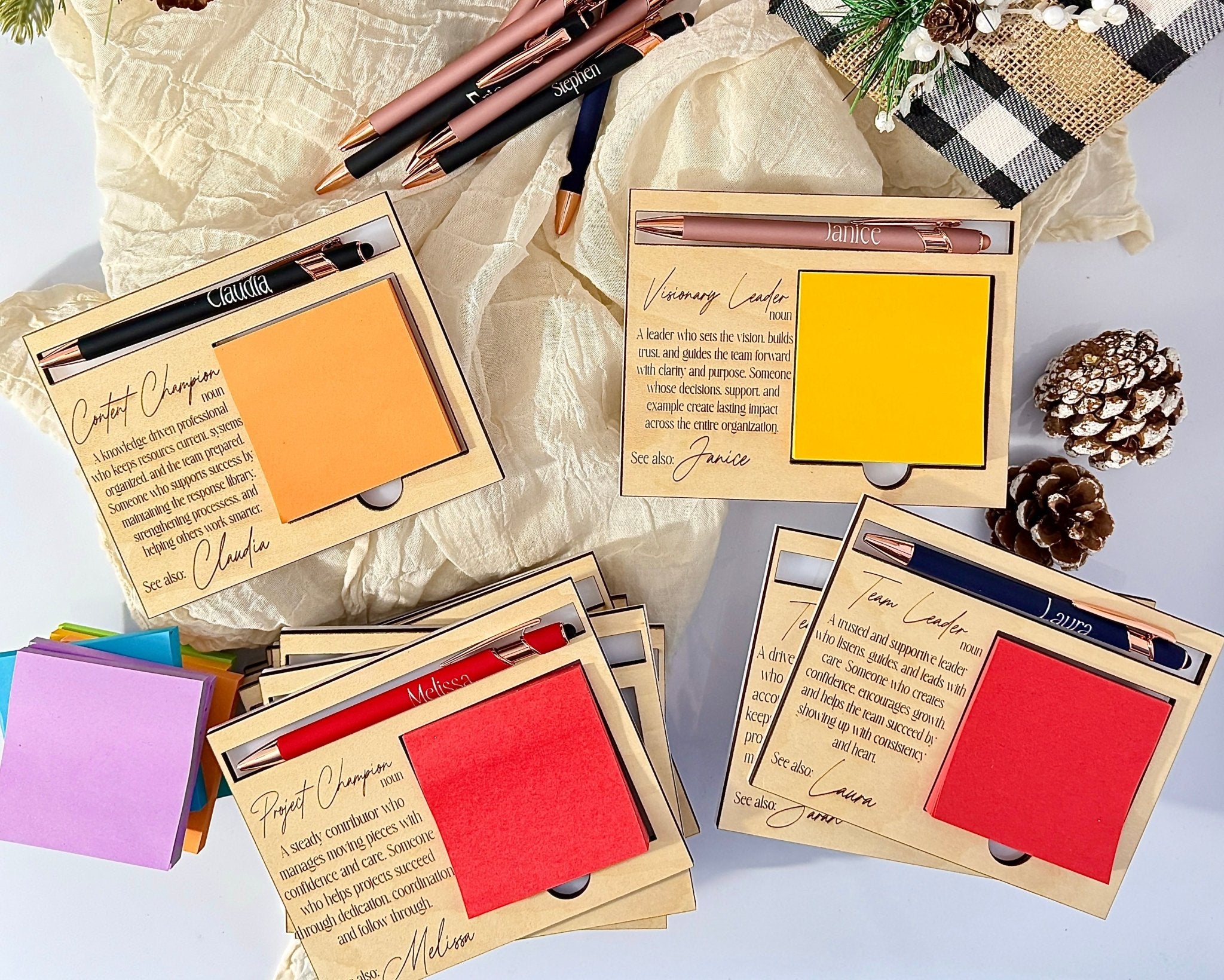 Personalized Sticky Note and Pen Holder Laser Cut File Digital Download - Stephanie's Creations