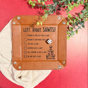 Party drinking game tray with dice and shot glass illustration