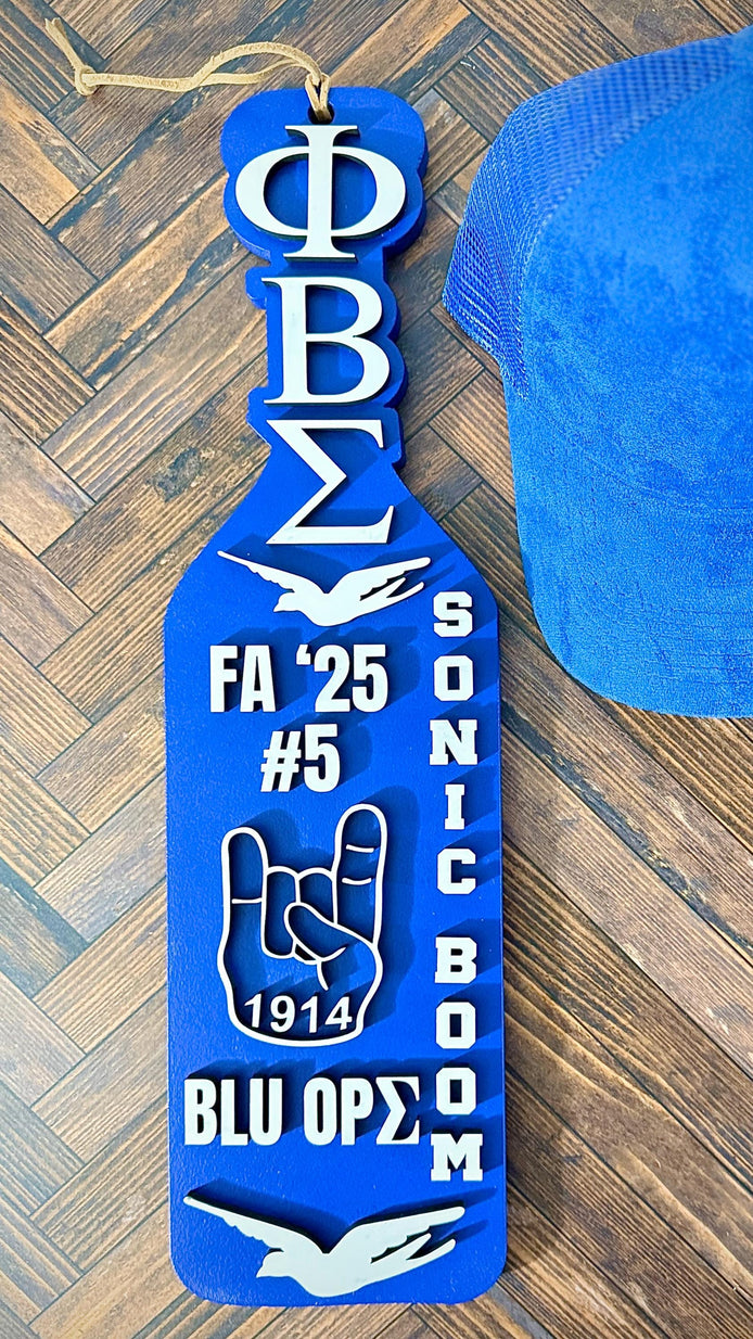 Phi Beta Sigma Wooden Paddle Sign Custom Engraved Fraternity Wall Decor Keepsake Gift