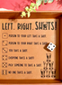 Left Right Shots dice drinking game tray with engraved rules on faux leather