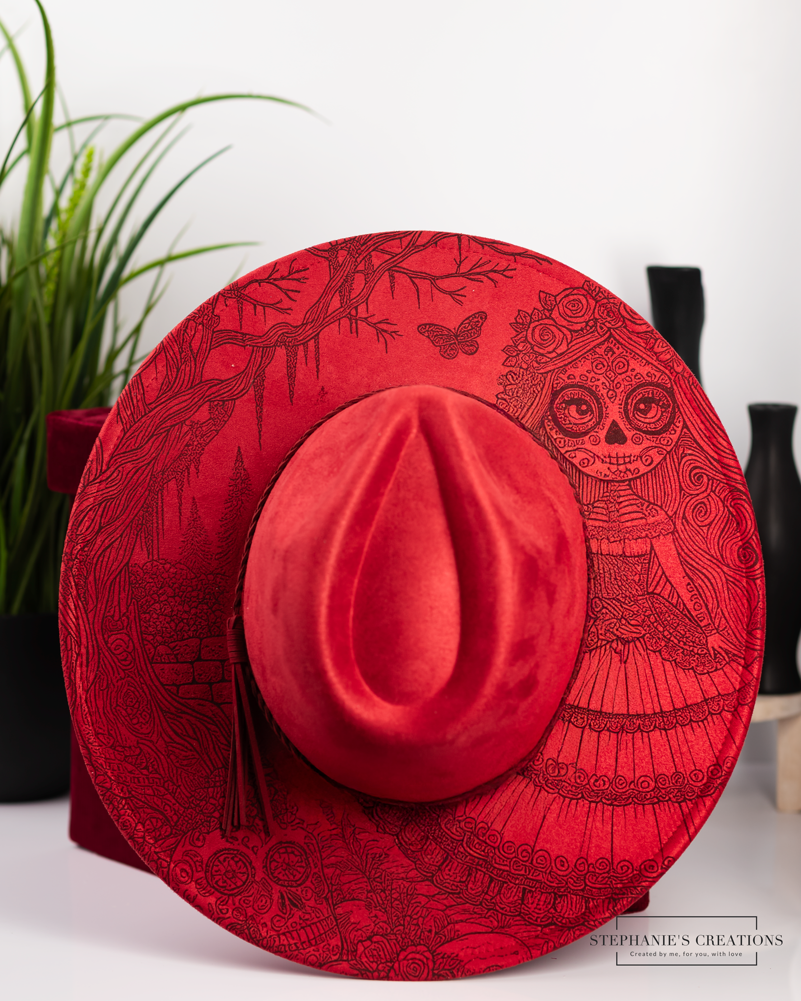 Engraved Vegan Suede Hat | Custom Wide Brim Fashion Hat for Men and Women