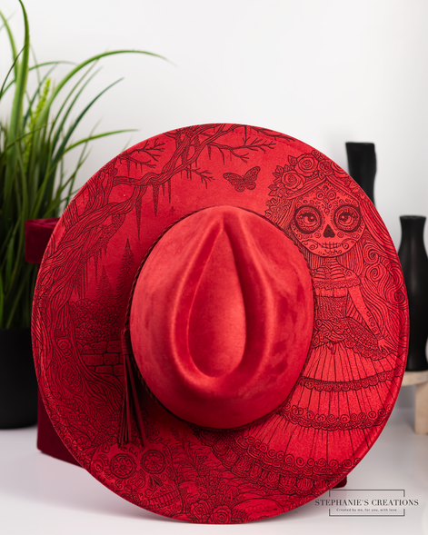 Engraved Vegan Suede Hat | Custom Wide Brim Fashion Hat for Men and Women