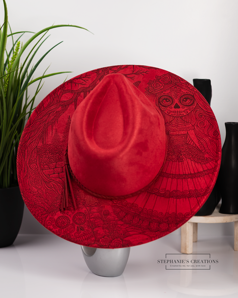 Engraved Vegan Suede Hat | Custom Wide Brim Fashion Hat for Men and Women
