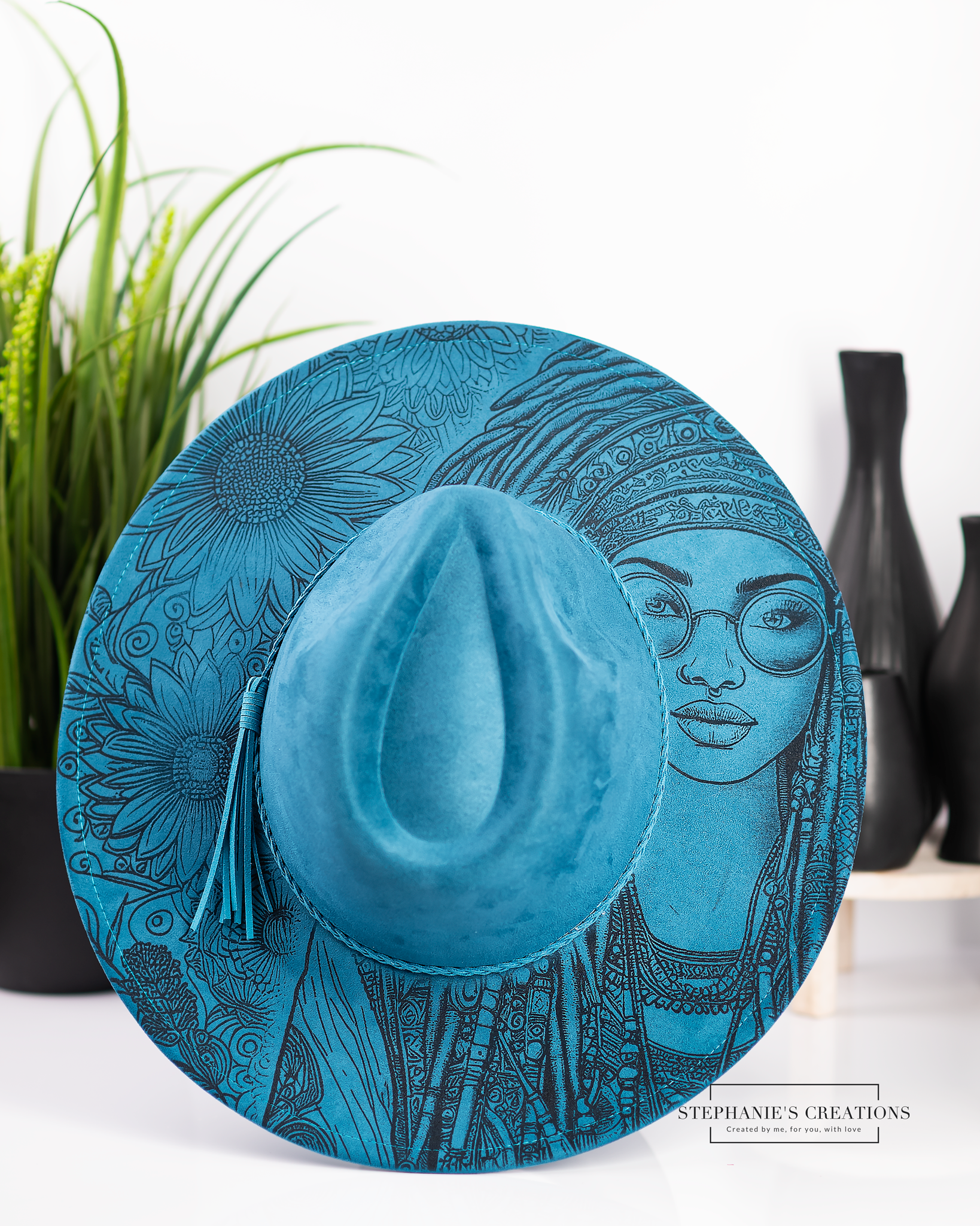 Engraved Vegan Suede Hat | Custom Wide Brim Fashion Hat for Men and Women