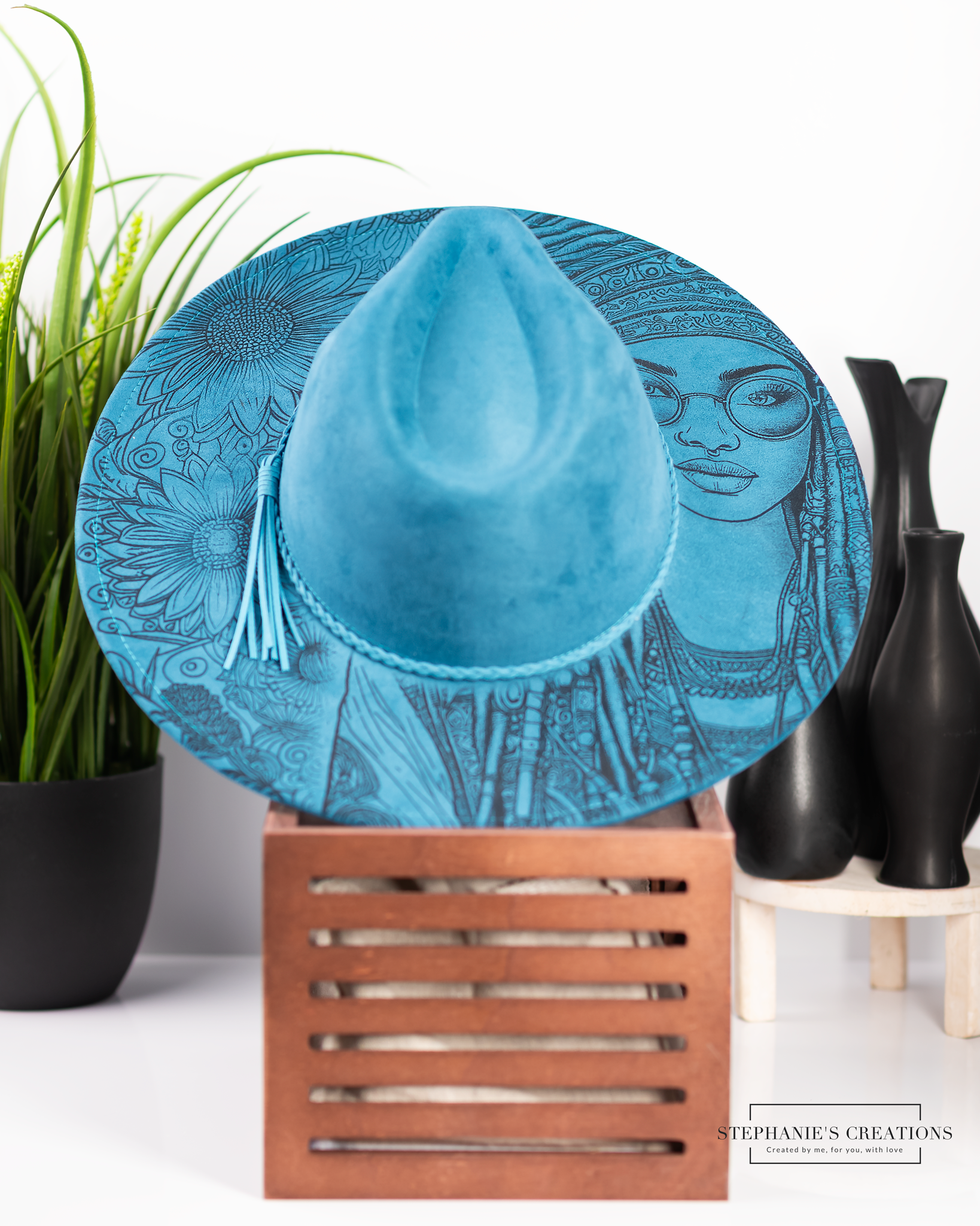 Engraved Vegan Suede Hat | Custom Wide Brim Fashion Hat for Men and Women